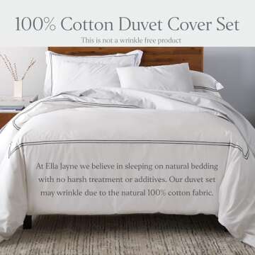 Ella Jayne Luxury Duvet Cover Set (3pc), 100% Cotton Duvet Cover, Hotel Comforter Cover Set, Breathable & Lightweight, White Duvet Cover Queen, Queen Duvet Cover Set, Full/Queen Black
