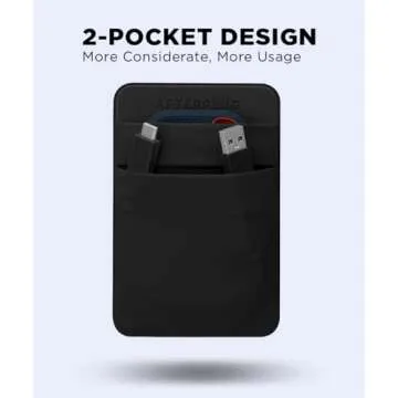 Afterplug 2-Pocket Adhesive Pouch for Laptop, Compatible with External Portable SSD, Magic Mouse, USB Cable and More - Black