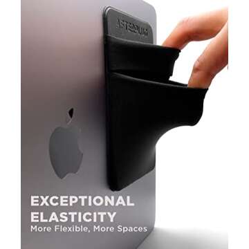 Afterplug 2-Pocket Adhesive Pouch for Laptop, Compatible with External Portable SSD, Magic Mouse, USB Cable and More - Black