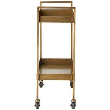 Creative Co-Op Metal 2-Tier Bar Cart on Caster Wheels