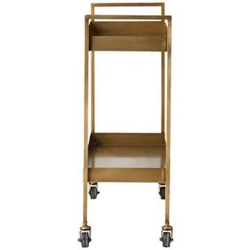Creative Co-Op Metal 2-Tier Bar Cart on Caster Wheels