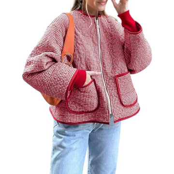 Yousify Lightweight Trendy Plaid Jacket for Women