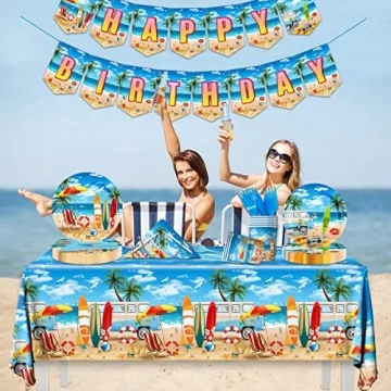 Beach Birthday Party Supplies - 142PCS Tropical Decor