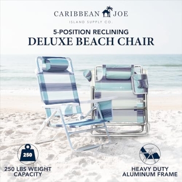 Caribbean Joe 5-Position Folding Beach Chair