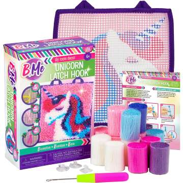 B Me DIY Unicorn Latch Hook Kit for Girls – Fun Craft Set for Creative Decor