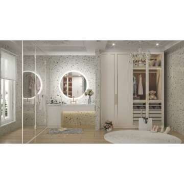 Keonjinn 32 Inch Round LED Mirror for Bathroom Frontlit 3000K/4500K/6000K LED Circle Mirror with Lig...