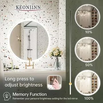 Keonjinn 32 Inch Dimmer LED Bathroom Mirror with Anti-Fog