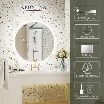 Keonjinn 32 Inch Dimmer LED Bathroom Mirror with Anti-Fog