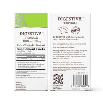 GuruNanda Digestiva Triphala (240 Tablets), Supports Digestion, Helps with Bloating & Constipation, Dietary Supplement with Amla, Haritaki & Bibhitaki