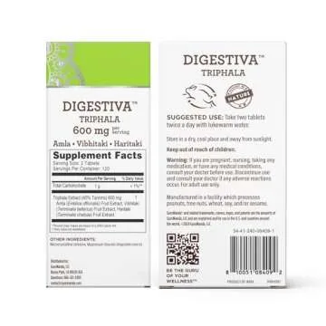 GuruNanda Digestiva Triphala (240 Tablets), Supports Digestion, Helps with Bloating & Constipation, Dietary Supplement with Amla, Haritaki & Bibhitaki