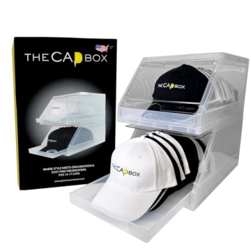 The CapBox 2.0 (2 Pack Clear) Hat Organizer for Baseball Caps, Stackable Sliding Tray Hat Rack & Hat...