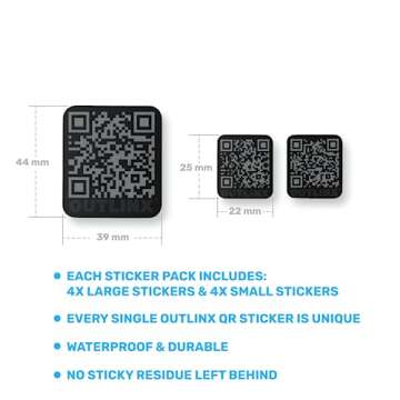 OUTLINX QR Smart Stickers | Stick Digital Notes to Your Things | Blackout 1-Pack 8X Stickers