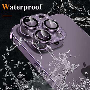 YWXTW for iPhone 14 Pro/iPhone 14 Pro Max Camera Lens Protector, [4TH Gen New Bling Design] Glitter Shiny Diamond Metal Ring Tempered Glass Back Camera Screen Protector Lens Cover (Purple)