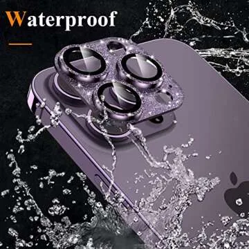YWXTW for iPhone 14 Pro/iPhone 14 Pro Max Camera Lens Protector, [4TH Gen New Bling Design] Glitter Shiny Diamond Metal Ring Tempered Glass Back Camera Screen Protector Lens Cover (Purple)