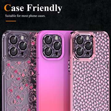 YWXTW for iPhone 14 Pro/iPhone 14 Pro Max Camera Lens Protector, [4TH Gen New Bling Design] Glitter Shiny Diamond Metal Ring Tempered Glass Back Camera Screen Protector Lens Cover (Purple)