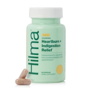 Hilma Heartburn & Indigestion Relief, Natural Antacid for Occasional Acid Reflux & Heartburn, Ginger...