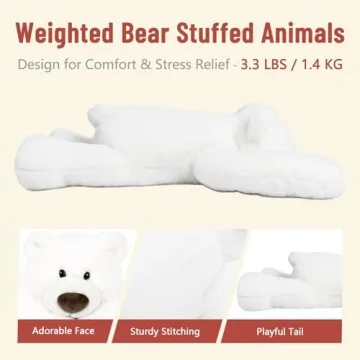 Niuniu Daddy Polar Bear Weighted Stuffed Animal Cuddle Buddy