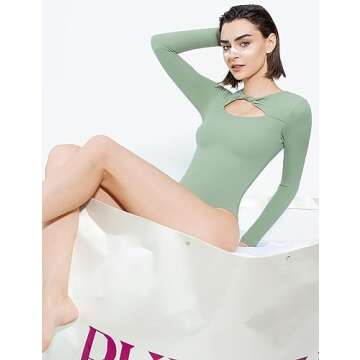 PUMIEY Women's Long Sleeve Bodysuit - Comfortable & Stylish