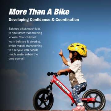 Strider 12” Classic Bike, Red - No Pedal Balance Bicycle for Kids 1 to 3 Years - Includes Built-in Footrest, Handlebar Grips & Flat-Free Tires - Tool Free Adjustments & Assembly