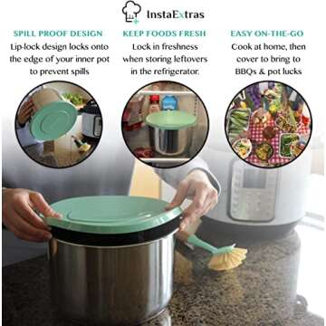 IP Silicone Lid 8 QT - InstaPot Inner Pot Replacement Cover Sealing Accessory Fits Duo80, DUO Plus, Max, LUX, Lux80 8 Quart - Best Accessories for Insta Pot Pressure Cooker