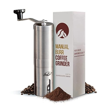 JavaPresse Manual Stainless Steel Coffee Grinder - 18 Adjustable Settings, Portable Conical Burr Gri...