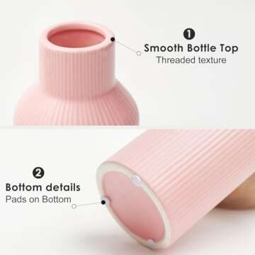 Hanaomaoyi Pink Ceramic Flower Vase, Pampas Grass Small Vase for Decorating, Dining Table, Shelf Decor, Mantel, Entry Decor and Centerpieces, Minimalist Modern, Bohemian, Suitable for Any Style (8 in)