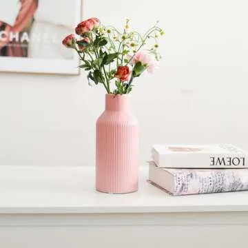 Hanaomaoyi Pink Ceramic Flower Vase for Modern Decor