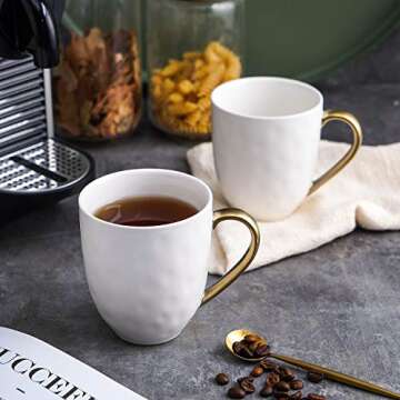 Stone Lain Modern Poreclain 16 Piece Dinnerware Set, Plates and Bowls Set, Dish set for 4, White And Golden Rim