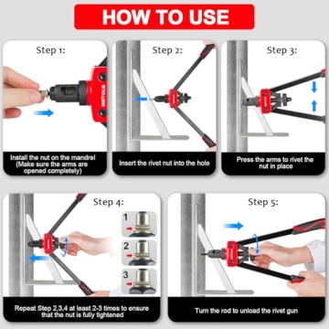 Rivet Nut Tool Kit, WETOLS 14-Inch Rivnut Tool Kit with 7 Metric and SAE Mandrels, Professional Nutsert Tool Kit with 70Pcs Rivet Nuts Assortment Kit, Manual Rivet Nut Gun with Rugged BMC Case