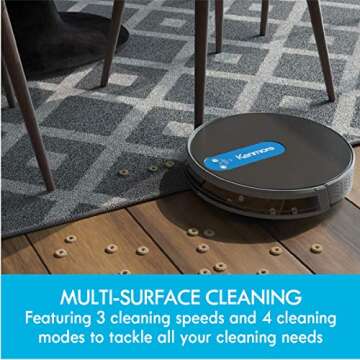 Kenmore 31150 Robot Vacuum Cleaner 1800Pa Suction 3" Slim Quiet Self-Charging Robotic Vacuum Cleaner with Stair Sensor,Spot Cleaning, Boundary Strips Compatible with Alexa for Pet Hair, Hard Floors
