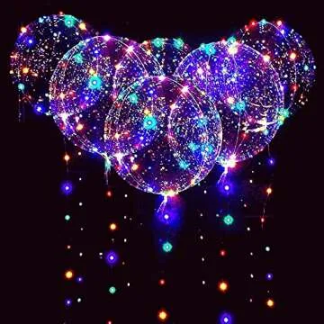 LED Bobo Balloons 10 PACKS,20 Inches Light Up BoboBalloons Helium Style,Glow Bubble Balloons for Chr...