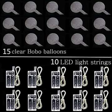 LED Bobo Balloons 10 PACKS,20 Inches Light Up BoboBalloons Helium Style,Glow Bubble Balloons for Christmas Wedding Birthday Valentines Day Halloween Party Supplies Decorations (Colorful)