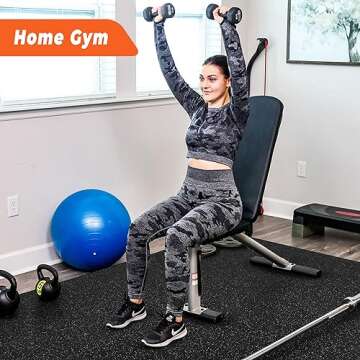 SUPERJARE 0.4'' Thick 6 Pcs 24 Sq Ft Rubber Top Exercise Equipment Mats, High Density EVA Foam Mats ...