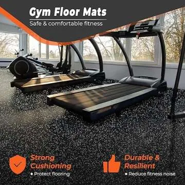 SUPERJARE 0.4'' Thick 6 Pcs 24 Sq Ft Rubber Top Exercise Equipment Mats, High Density EVA Foam Mats with Rubber Top, Interlocking Gym Flooring for Home Gym, Protective Workout Mat, Black/Grey