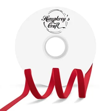 Humphrey's Craft 3/8 Inch Wide Red Crushed Velvet Ribbons Spool - 15 Yards Variety of Color Perfect ...