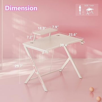 MOTPK 39inch White Gaming Desk with Accessories