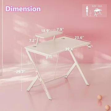 MOTPK 39inch White Gaming Desk with Accessories