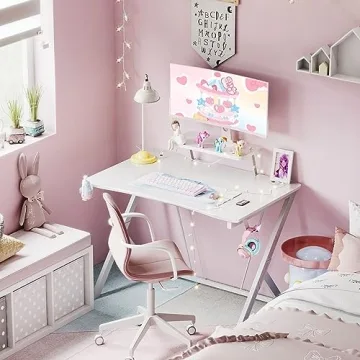 MOTPK 39inch White Gaming Desk with Accessories