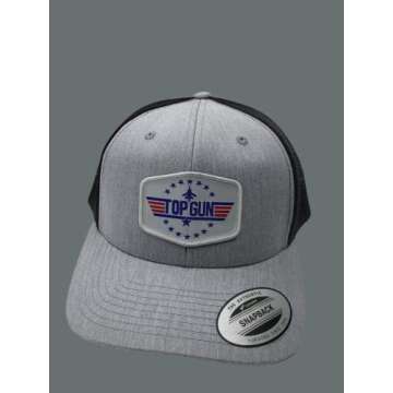 PNW Wonderland Apparel Airforce School Hat Snapback mesh Backing Unisex with Navy Air Woven Patch (Heather Grey/Black), One Size