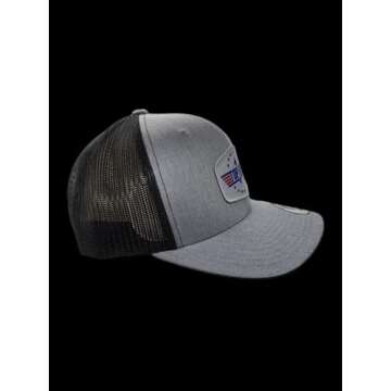 PNW Wonderland Apparel Airforce School Hat Snapback mesh Backing Unisex with Navy Air Woven Patch (Heather Grey/Black), One Size