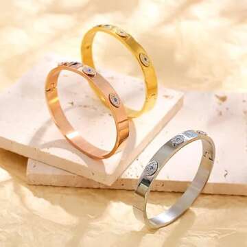 NIGHTCRUZ Evil Eye Stainless Steel Bangle Bracelet for Protection