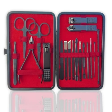 Lydian Luxury 18 Piece Grooming Kit - Travel Nail Care Set for Men and Women