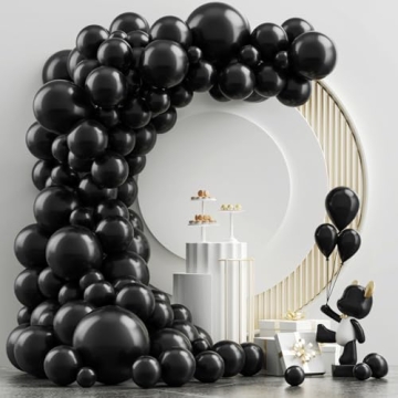 NISOCY 102PCS Black Latex Balloons for All Celebrations