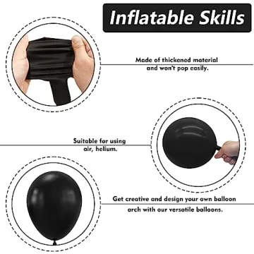 NISOCY 102PCS Black Latex Balloons for All Celebrations