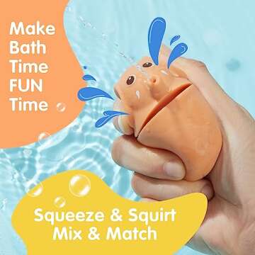 AMCHSURI Mold Free Bath Toys for Kids Ages 1-3 | 11 PCS Stackable Bath Boats & Animal Squirt Bathtub Water Toys for Babies 6-12 Months