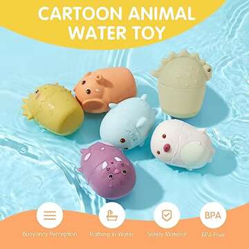 AMCHSURI Mold Free Bath Toys for Kids Ages 1-3 | 11 PCS Stackable Bath Boats & Animal Squirt Bathtub Water Toys for Babies 6-12 Months