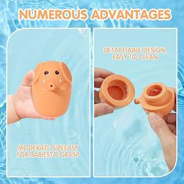 AMCHSURI Mold Free Bath Toys for Kids Ages 1-3 | 11 PCS Stackable Bath Boats & Animal Squirt Bathtub Water Toys for Babies 6-12 Months