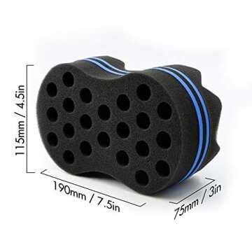 RioRand Hair Sponge Magic Barber Twist Curl Brush Sponge Dreads Locking Afro Coil Comb (Black 2 Coun...