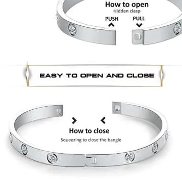 RIMRIVA Silver Bracelets for Women Love Gifts Stainless Steel Stack Bangle Bracelets Trendy Friendship Jewelry Birthday Her Wedding Mom Wife Women Christmas Gifts Stocking Stuffers