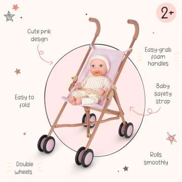 LullaBaby Doll Stroller for Kids - Cute & Foldable
